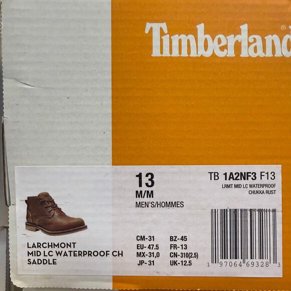 TIMBERLAND MEN\'S 13 LARCHMONT MID LACED WATERPROOF SADDLE BROWN NIB A2NF3 main image 7